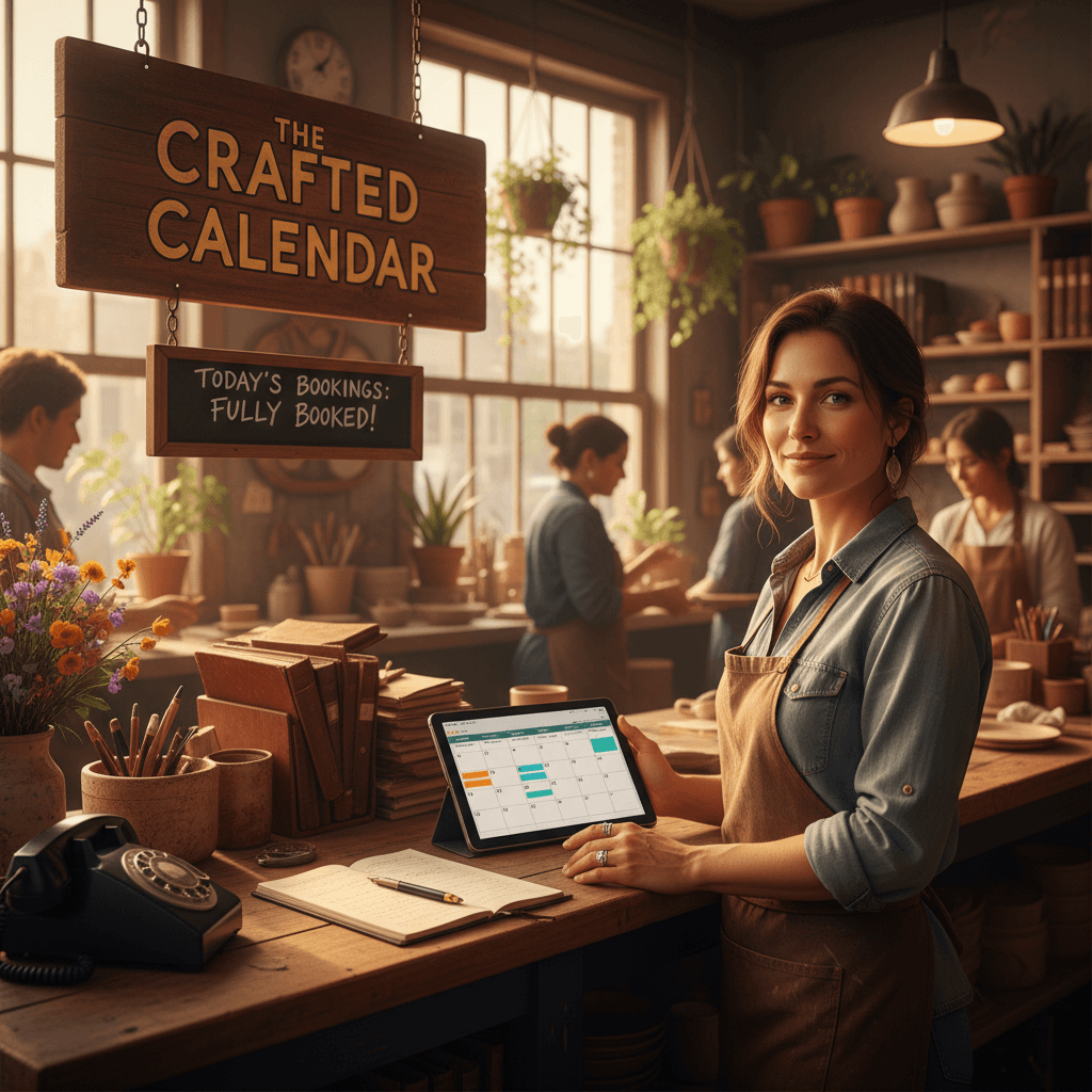 Service professional managing a full schedule with ease using automated booking systems