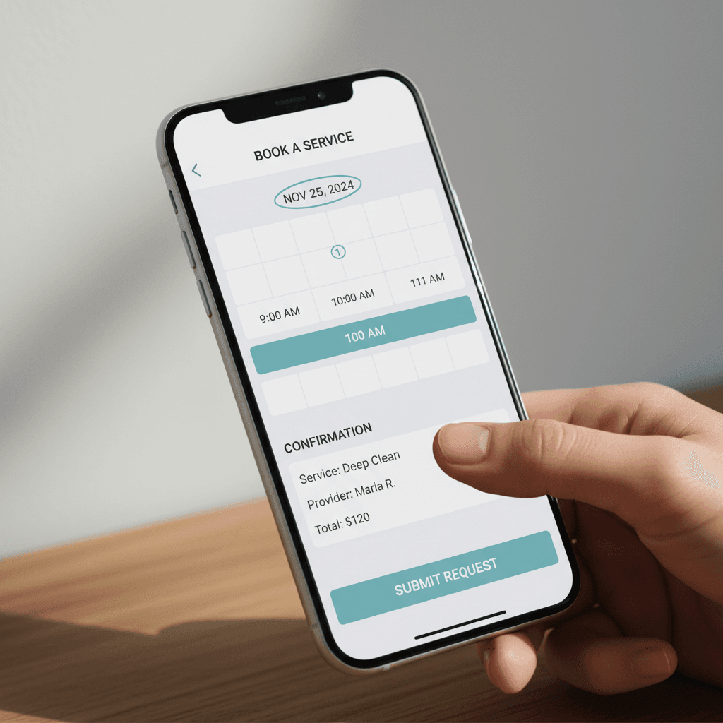 Customer submitting a booking request through an online form