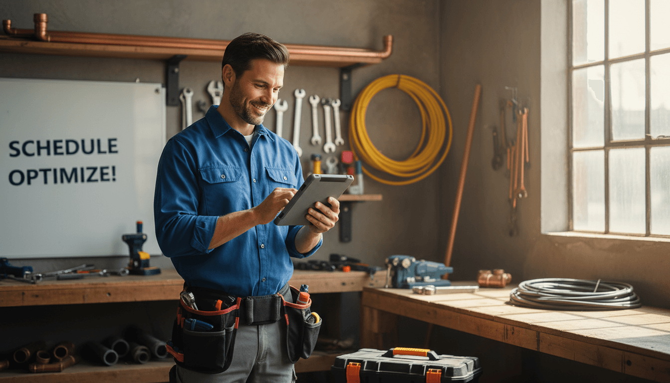 Local service professional managing bookings on tablet