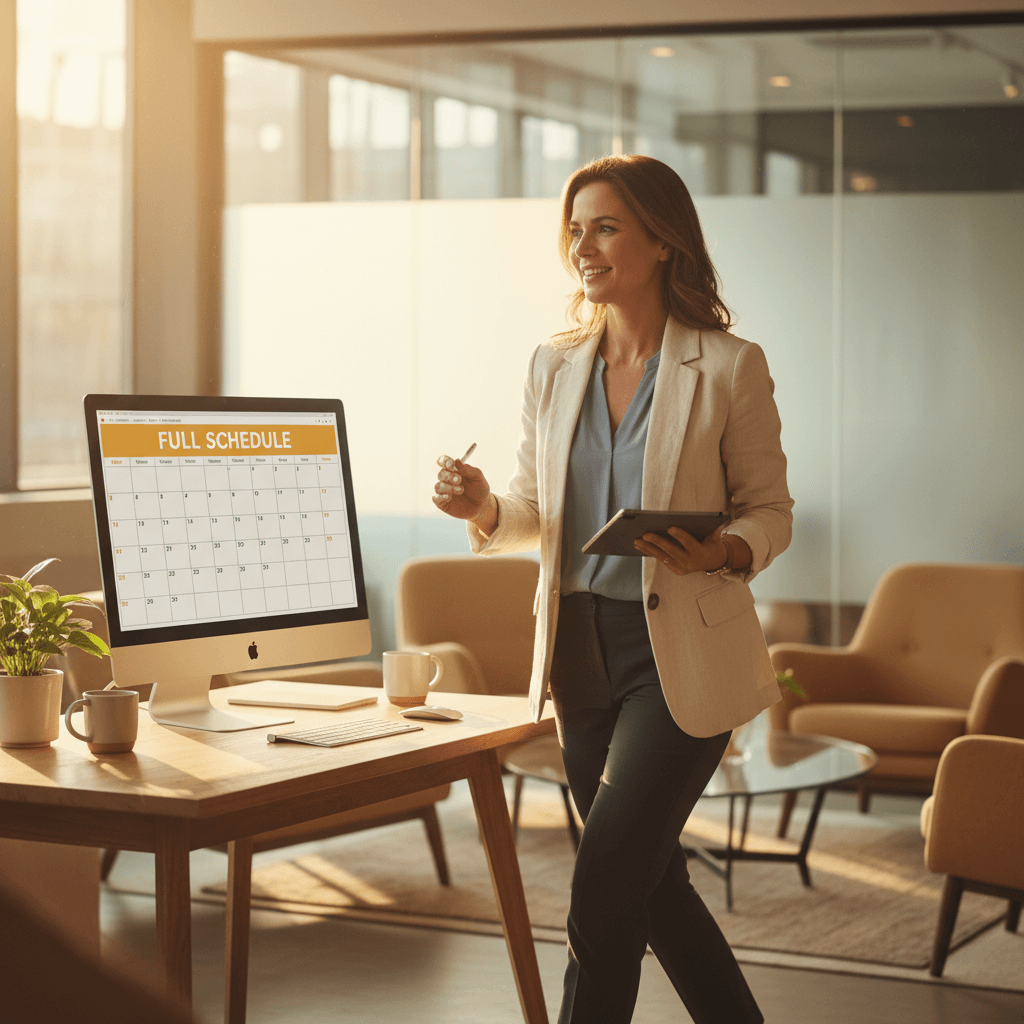 Service professional leaving desk to focus on client work