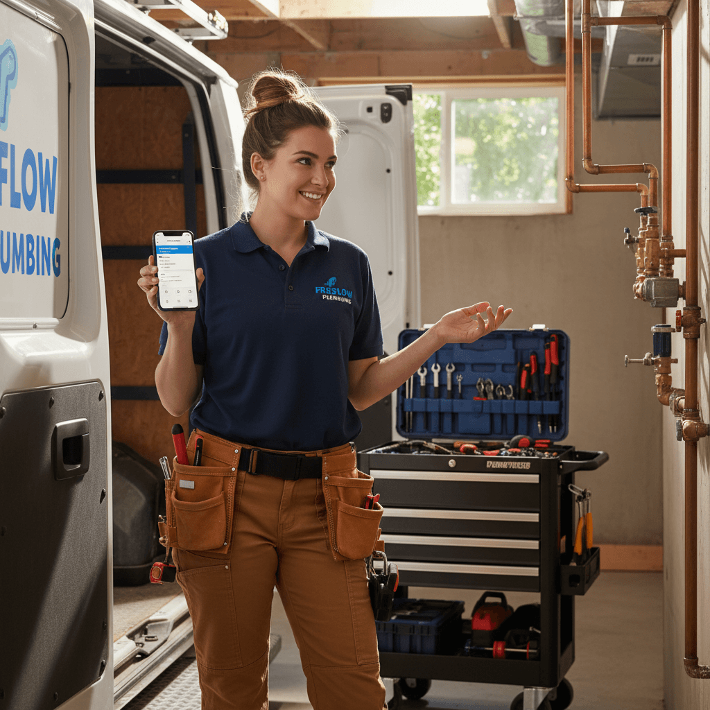 Service professional working confidently while automations handle scheduling