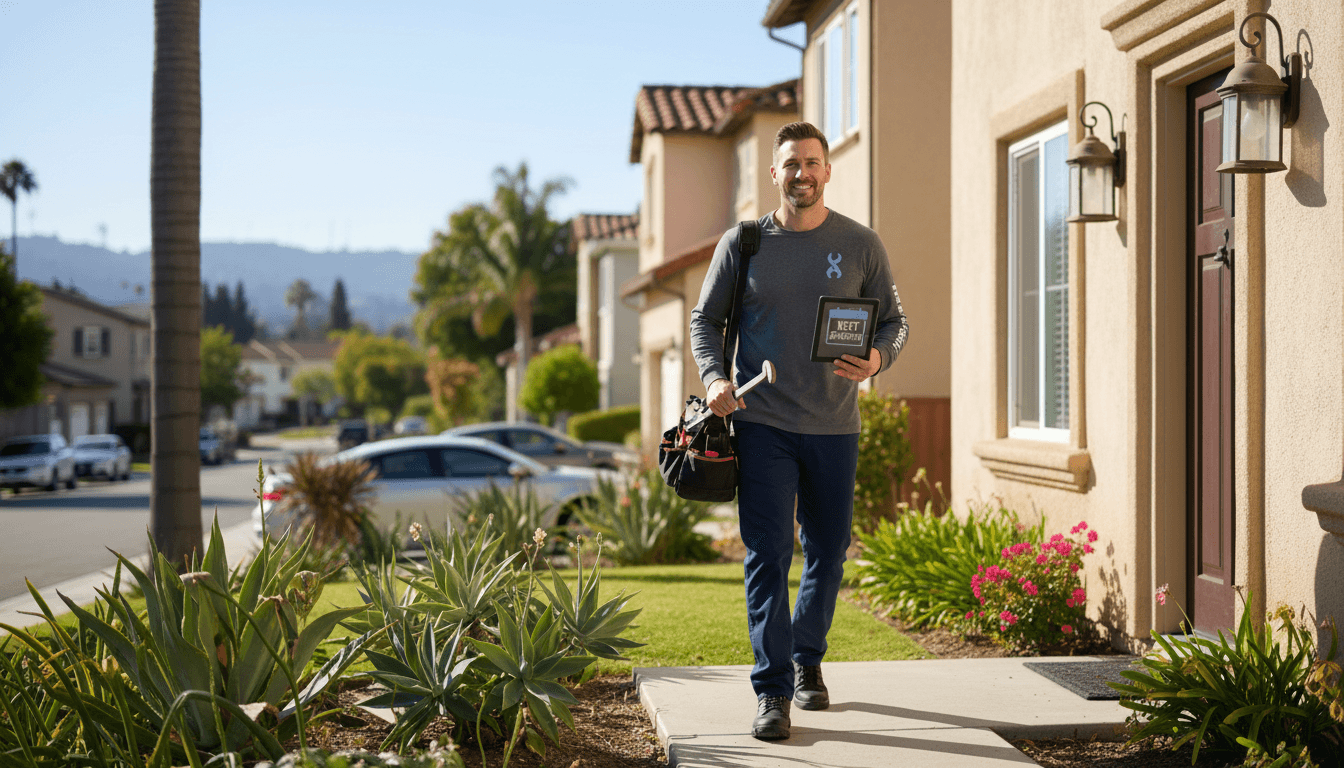 Service professional heading to scheduled customer appointment